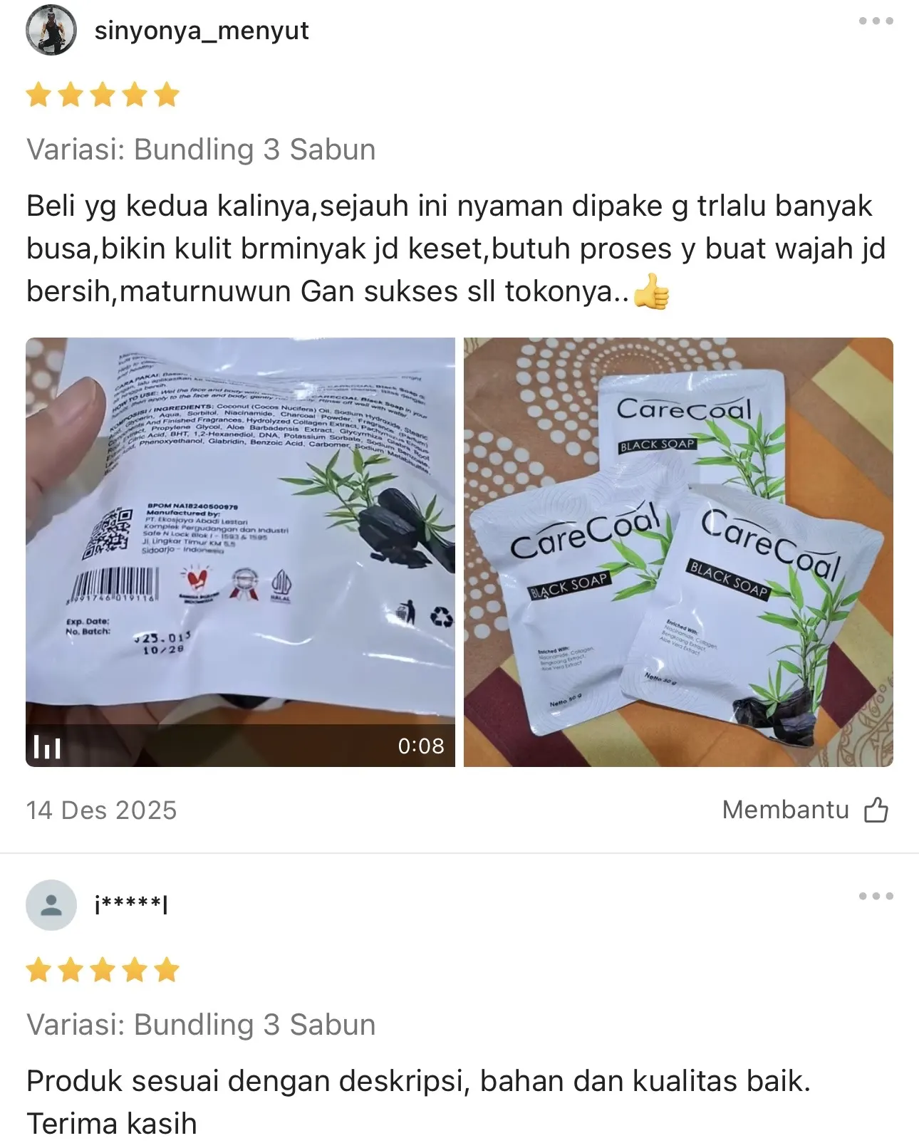 Testimoni pelanggan CARECOAL 2